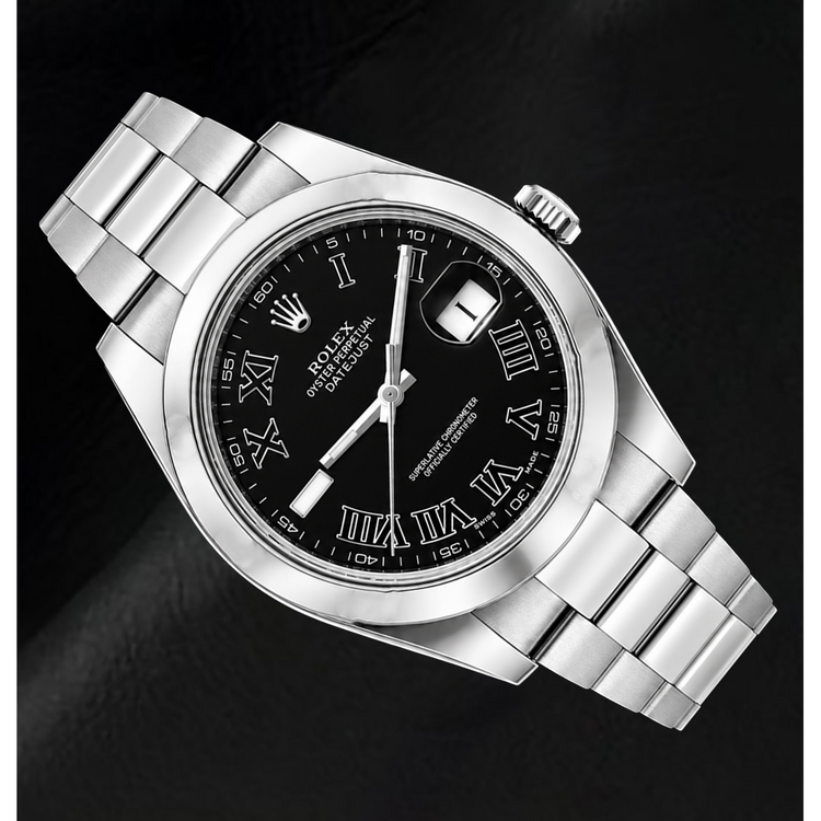 Montre Rolex Datejust 116300 41 mm en Acier Inoxydable Cadran Noir à Chiffres Romains
