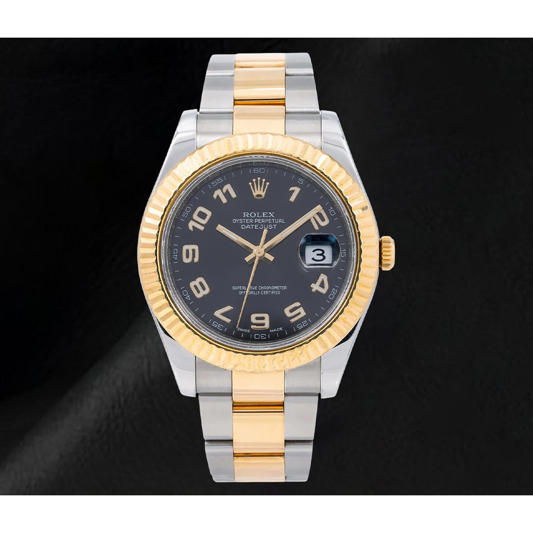 Montre Rolex Datejust 116333 41 mm Bicolore Cadran Noir Chiffres Arabes