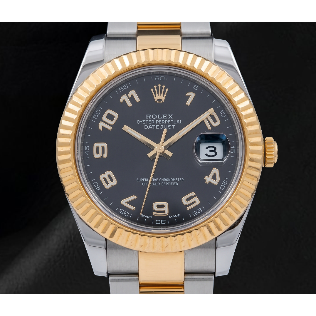 Montre Rolex Datejust 116333 41 mm Bicolore Cadran Noir Chiffres Arabes