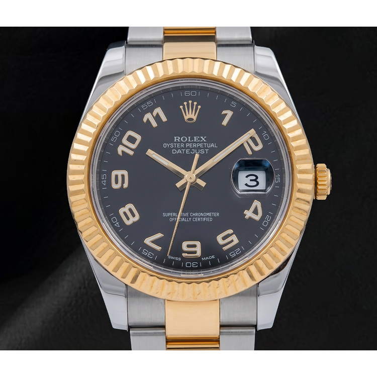 Montre Rolex Datejust 116333 41 mm Bicolore Cadran Noir Chiffres Arabes