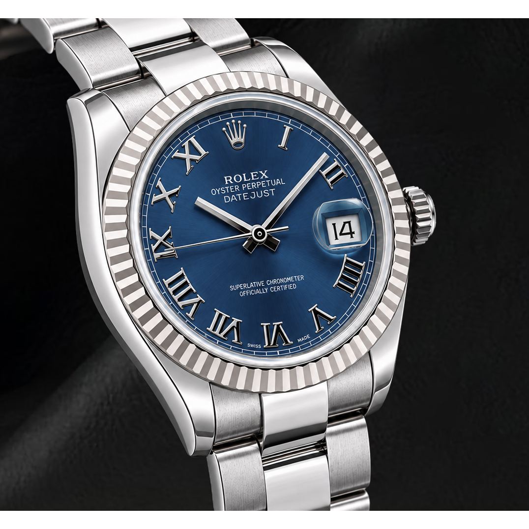 Montre Rolex Datejust 116334 41 mm Cadran Bleu Chiffres Romains en Or et Acier Inoxydable
