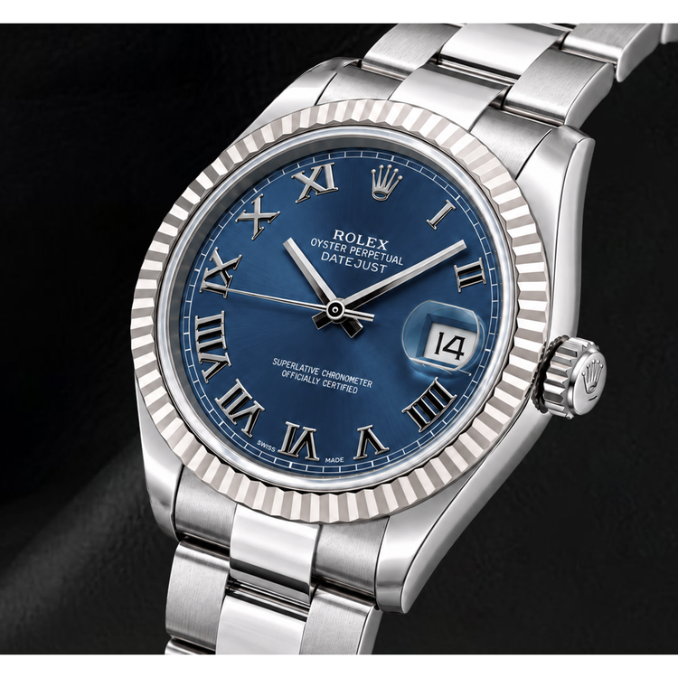 Montre Rolex Datejust 116334 41 mm Cadran Bleu Chiffres Romains en Or et Acier Inoxydable