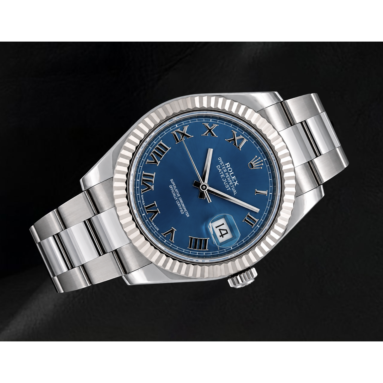 Montre Rolex Datejust 116334 41 mm Cadran Bleu Chiffres Romains en Or et Acier Inoxydable