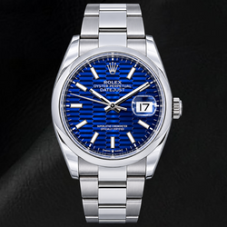Montre Rolex Datejust 126200 36 mm en Acier Inoxydable Cadran Luminescent à Motif Bleu