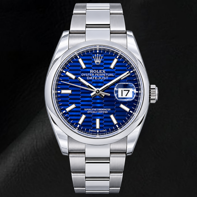 Montre Rolex Datejust 126200 36 mm en Acier Inoxydable Cadran Luminescent à Motif Bleu