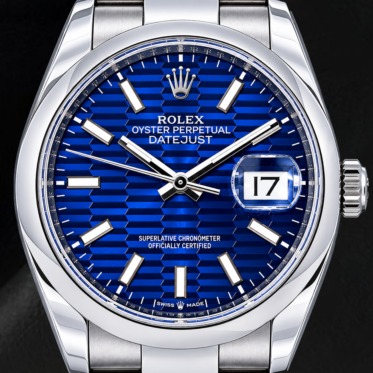 Montre Rolex Datejust 126200 36 mm en Acier Inoxydable Cadran Luminescent à Motif Bleu