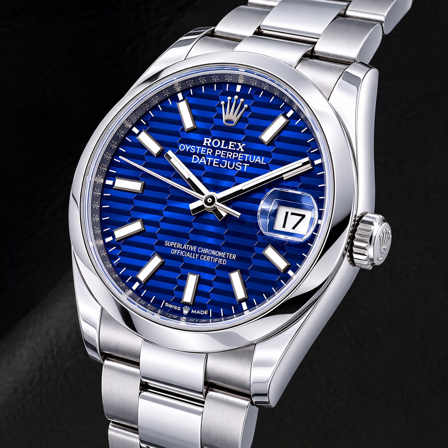 Montre Rolex Datejust 126200 36 mm en Acier Inoxydable Cadran Luminescent à Motif Bleu