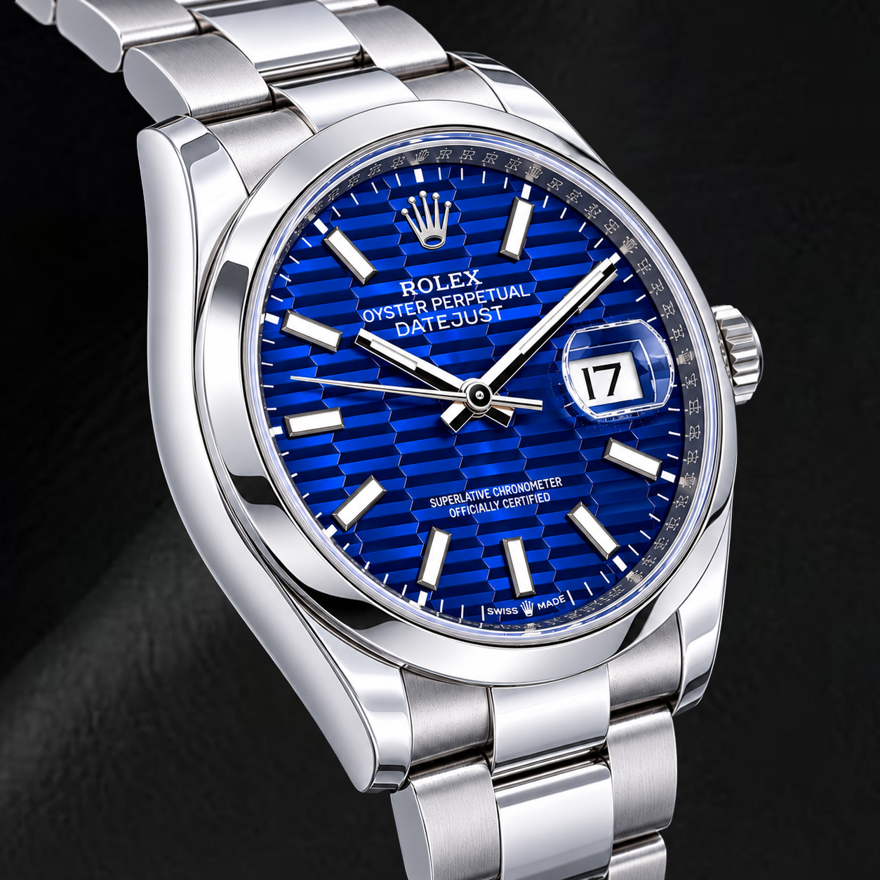 Montre Rolex Datejust 126200 36 mm en Acier Inoxydable Cadran Luminescent à Motif Bleu