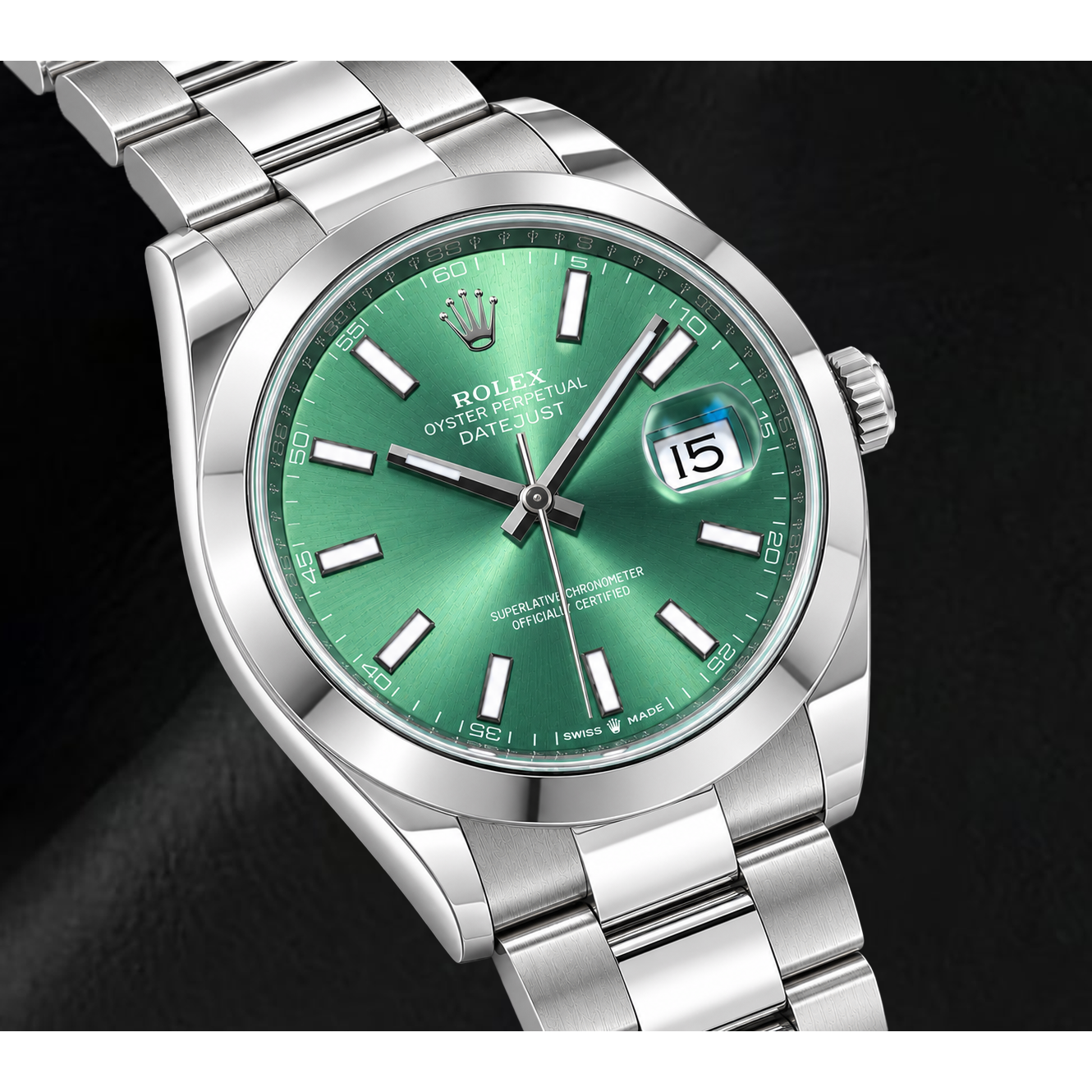 Montre Rolex Datejust 126300 41 mm Cadran Vert Luminescent Acier Inoxydable