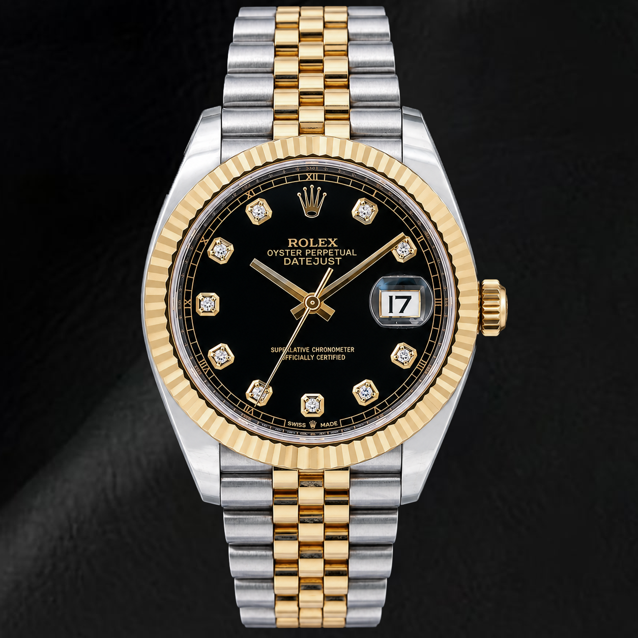 Montre Rolex Datejust 126333 41 mm Bicolore Cadran Diamants Noir