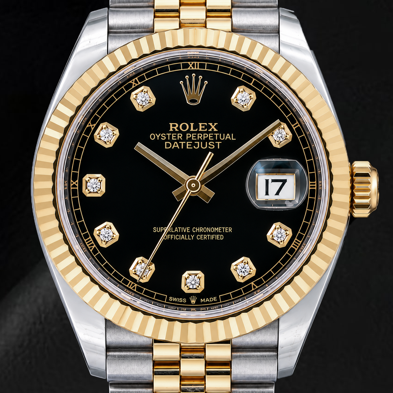 Montre Rolex Datejust 126333 41 mm Bicolore Cadran Diamants Noir