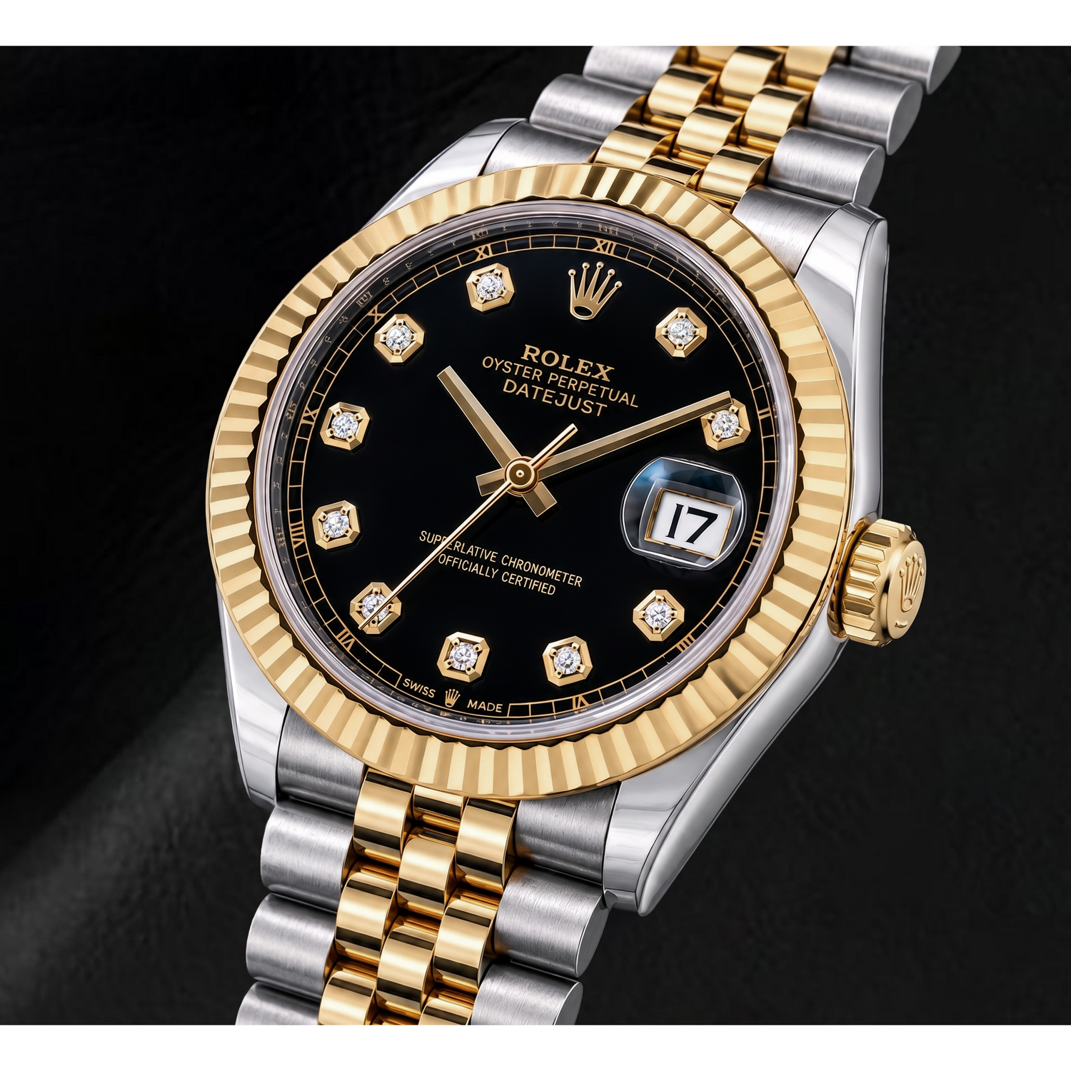 Montre Rolex Datejust 126333 41 mm Bicolore Cadran Diamants Noir