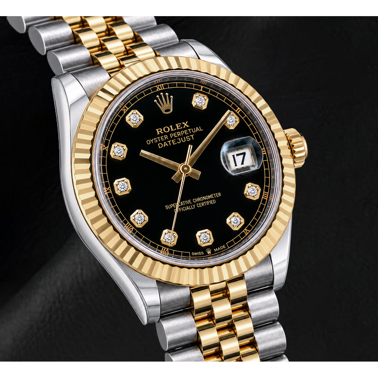 Montre Rolex Datejust 126333 41 mm Bicolore Cadran Diamants Noir