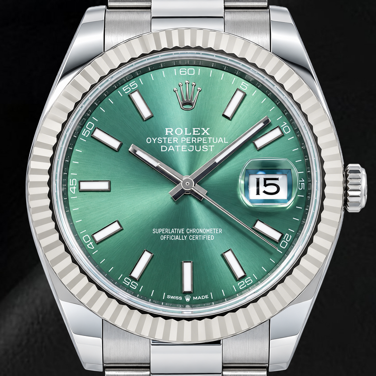 Montre Rolex Datejust 126334 41 mm en Acier Inoxydable avec Cadran Vert Luminescent