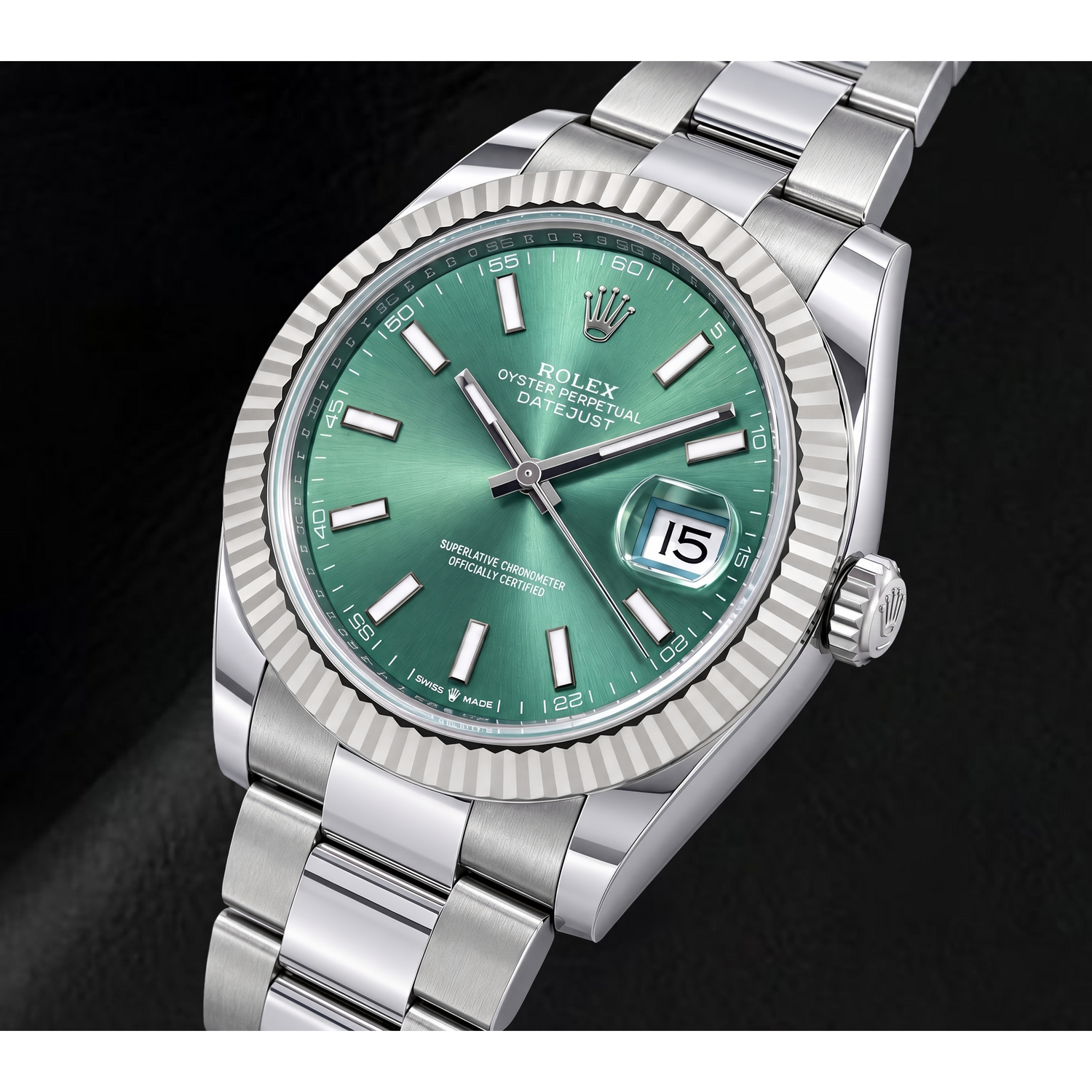 Montre Rolex Datejust 126334 41 mm en Acier Inoxydable avec Cadran Vert Luminescent