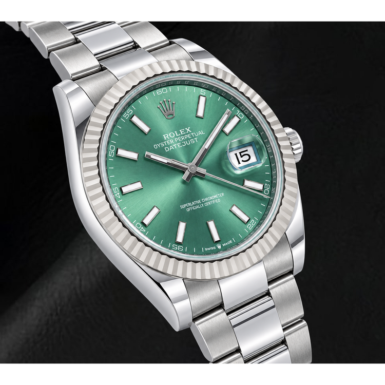 Montre Rolex Datejust 126334 41 mm en Acier Inoxydable avec Cadran Vert Luminescent