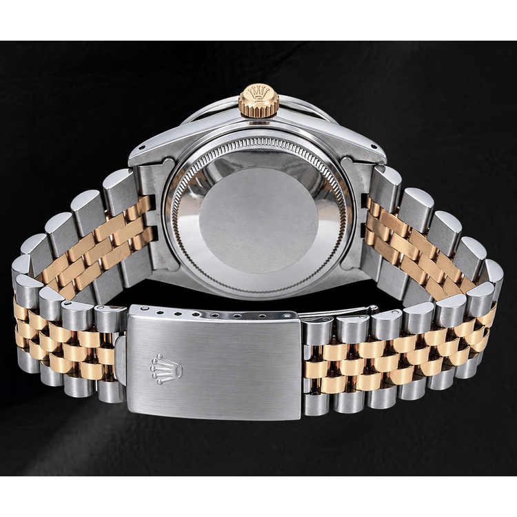 Montre Rolex Datejust 1601 36 mm Bicolore Cadran Diamants Vert à Chiffres Romains