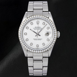 Montre Rolex Datejust 1601 36 mm Cadran Diamants Blanc Acier Inoxydable