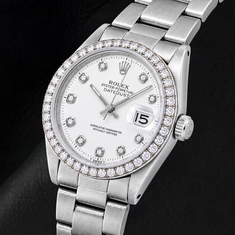 Montre Rolex Datejust 1601 36 mm Cadran Diamants Blanc Acier Inoxydable