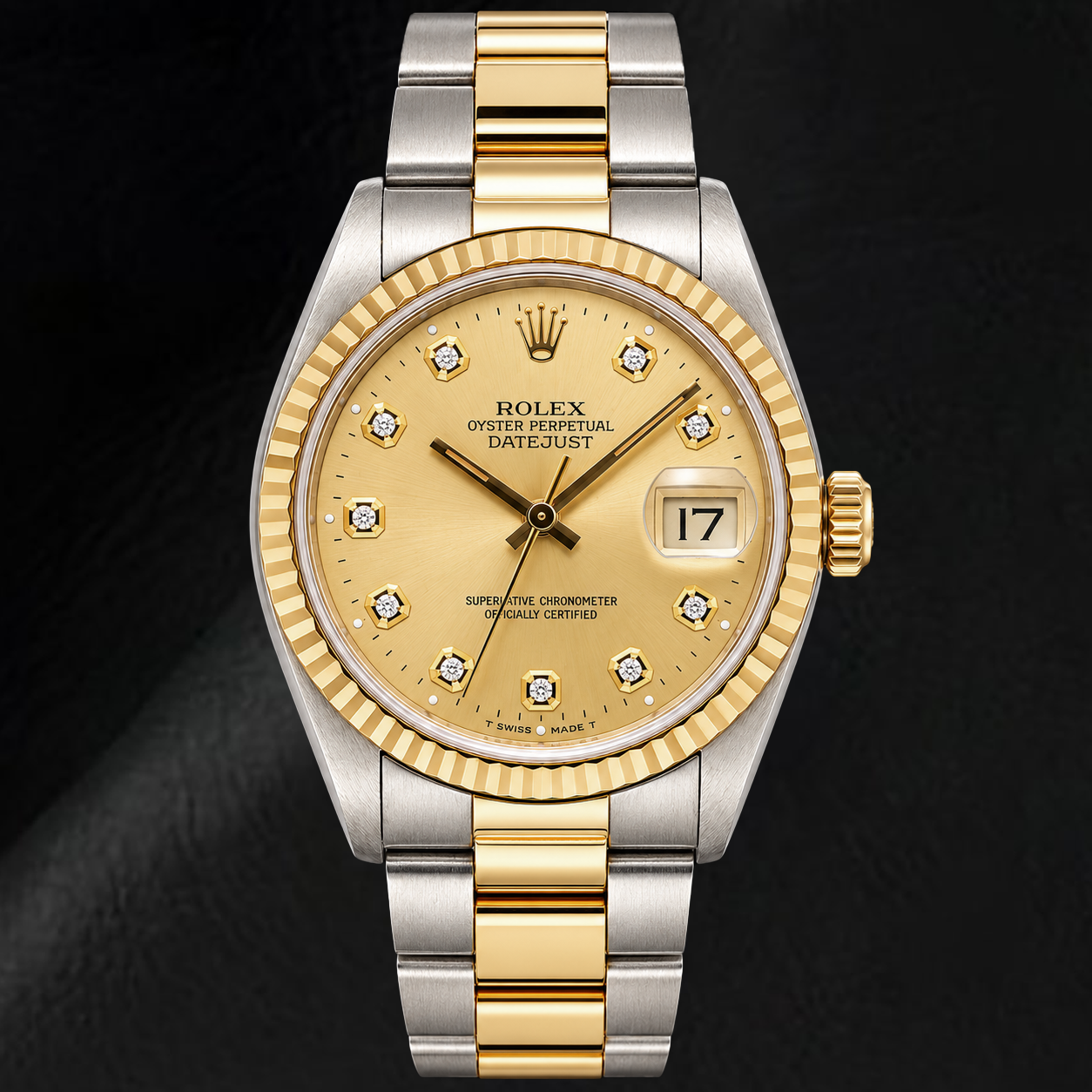 Montre Rolex Datejust 16013 36 mm Bicolore Cadran Diamants Champagne