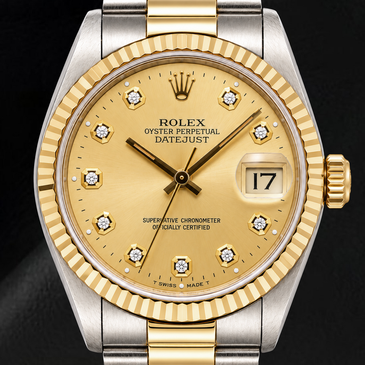 Montre Rolex Datejust 16013 36 mm Bicolore Cadran Diamants Champagne