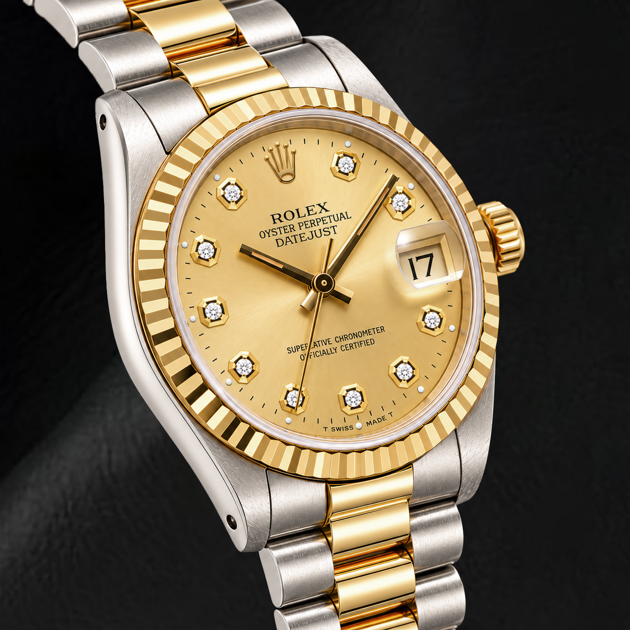 Montre Rolex Datejust 16013 36 mm Bicolore Cadran Diamants Champagne