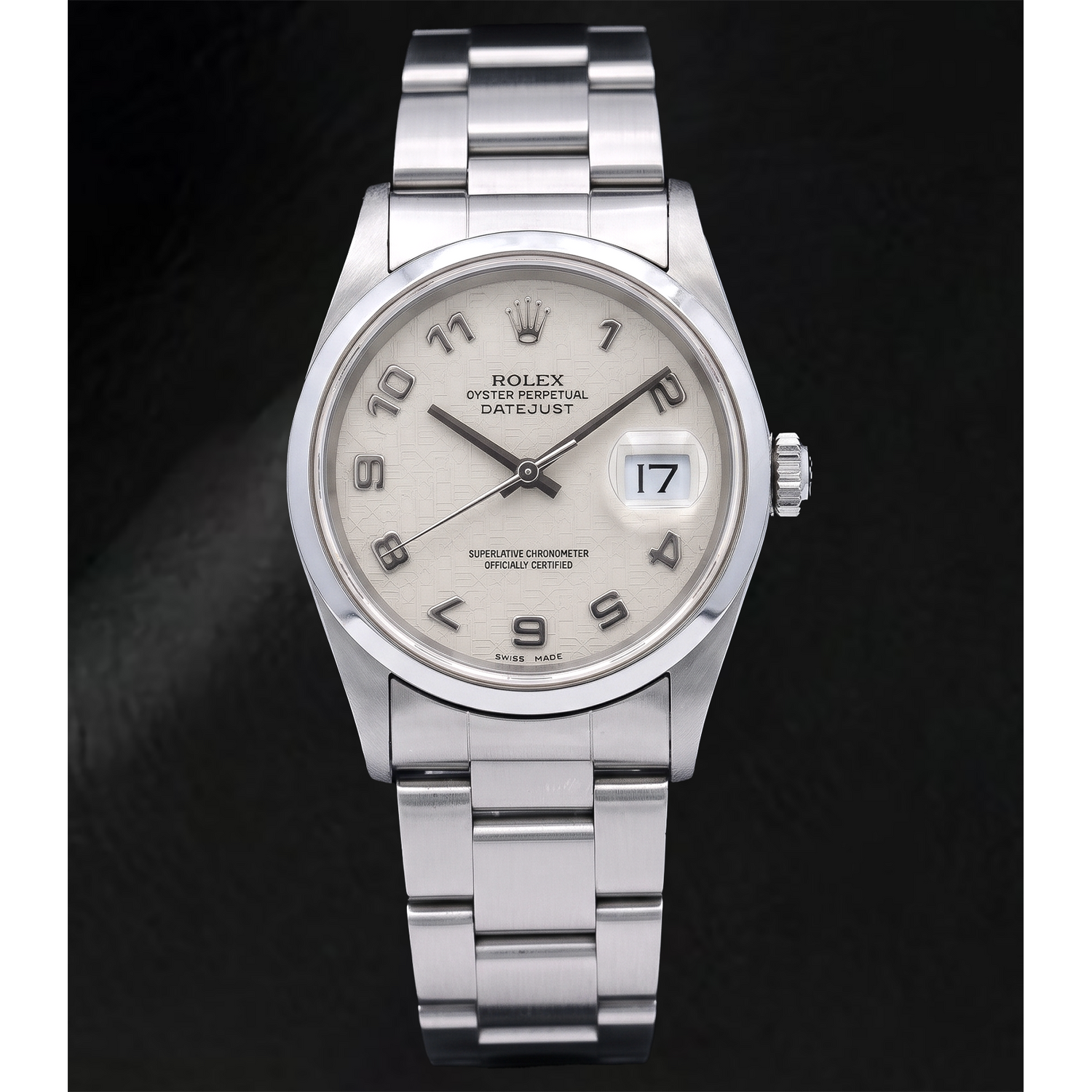 Montre Rolex Datejust 16200 36 mm en Acier Inoxydable, Cadran Blanc à Chiffres Arabes