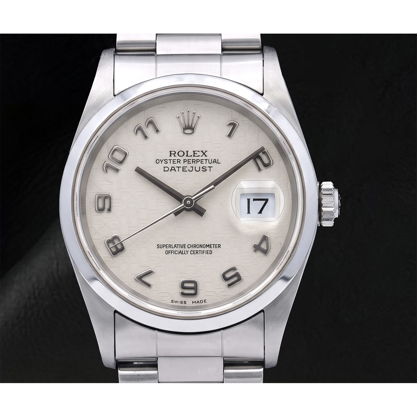Montre Rolex Datejust 16200 36 mm en Acier Inoxydable, Cadran Blanc à Chiffres Arabes