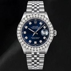 Montre Rolex Datejust 16234 36 mm Cadran Diamants Bleu Acier Inoxydable