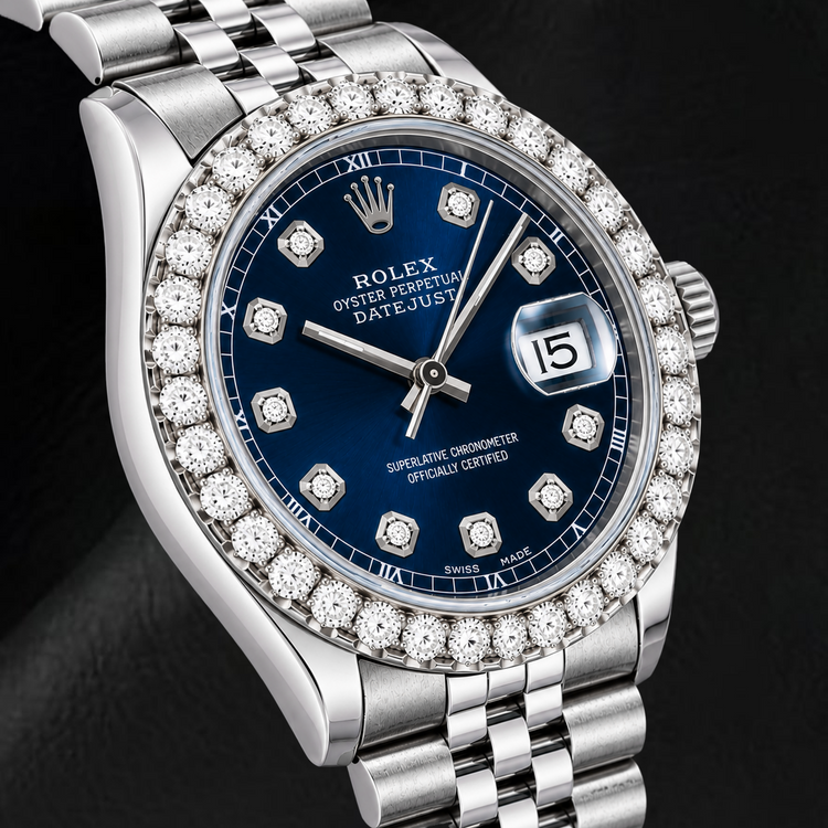 Montre Rolex Datejust 16234 36 mm Cadran Diamants Bleu Acier Inoxydable