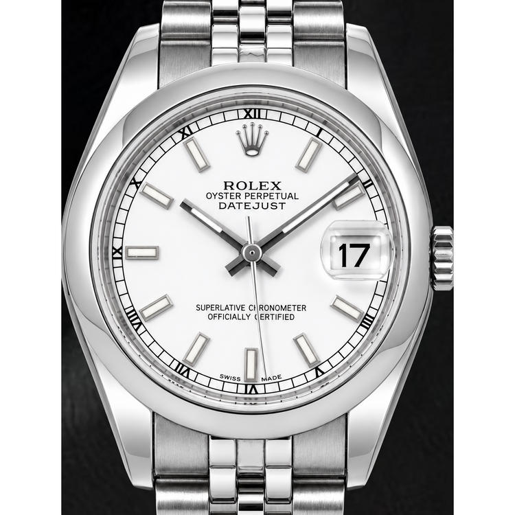 Montre Rolex Datejust 178240 31 mm en Acier Inoxydable Cadran Blanc Luminescent
