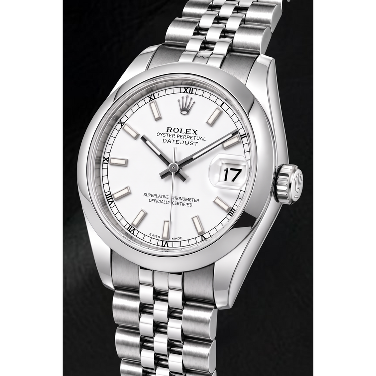Montre Rolex Datejust 178240 31 mm en Acier Inoxydable Cadran Blanc Luminescent