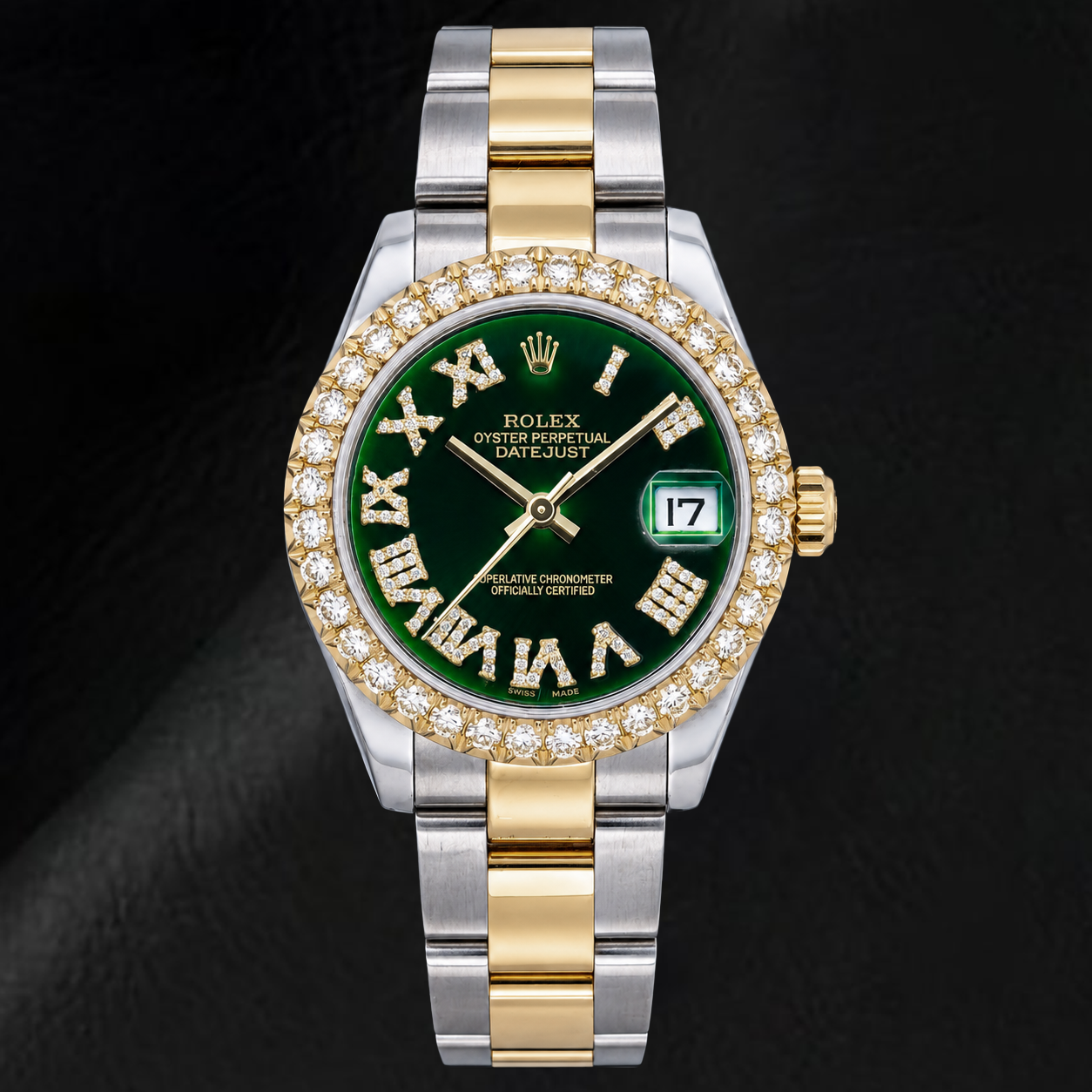 Montre Rolex Datejust 178243 31 mm Bicolore Cadran Diamants Vert Chiffres Romains