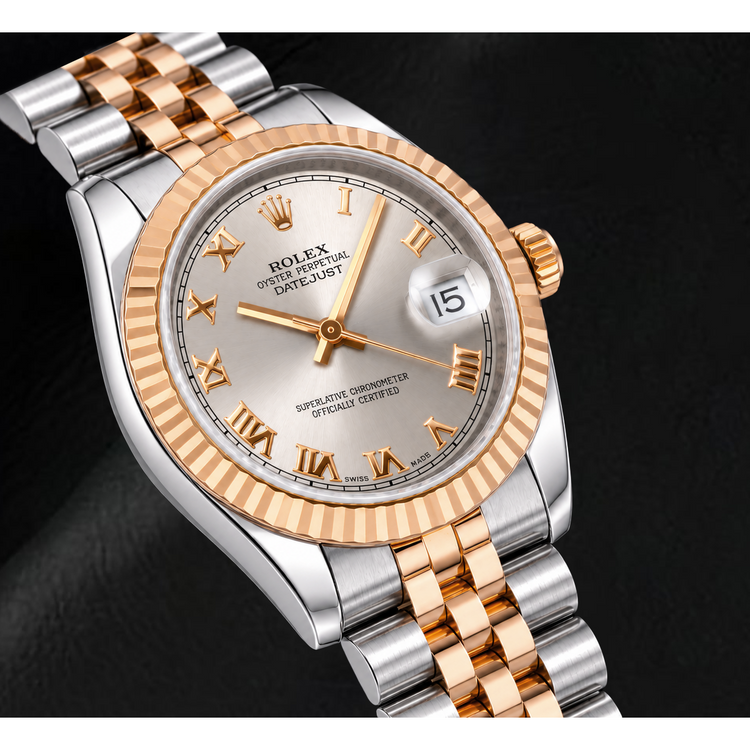 Montre Rolex Datejust 178271 31 mm Bicolore Cadran Argenté Chiffres Romains