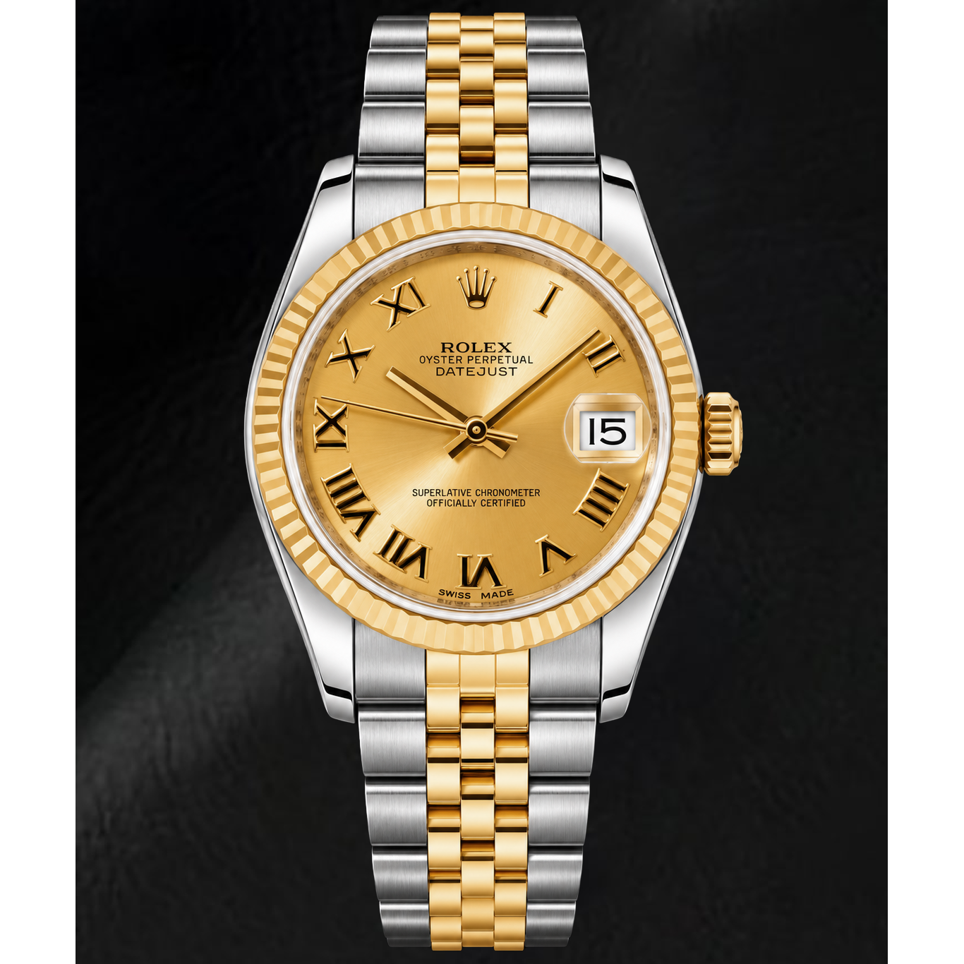 Montre Rolex Datejust 178273 31 mm Bicolore Cadran Champagne Chiffres Romains
