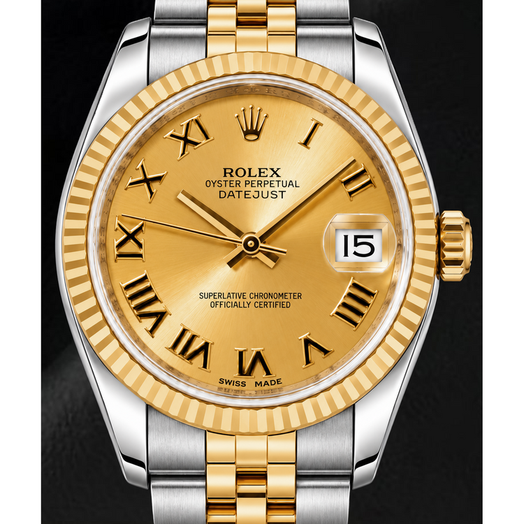 Montre Rolex Datejust 178273 31 mm Bicolore Cadran Champagne Chiffres Romains