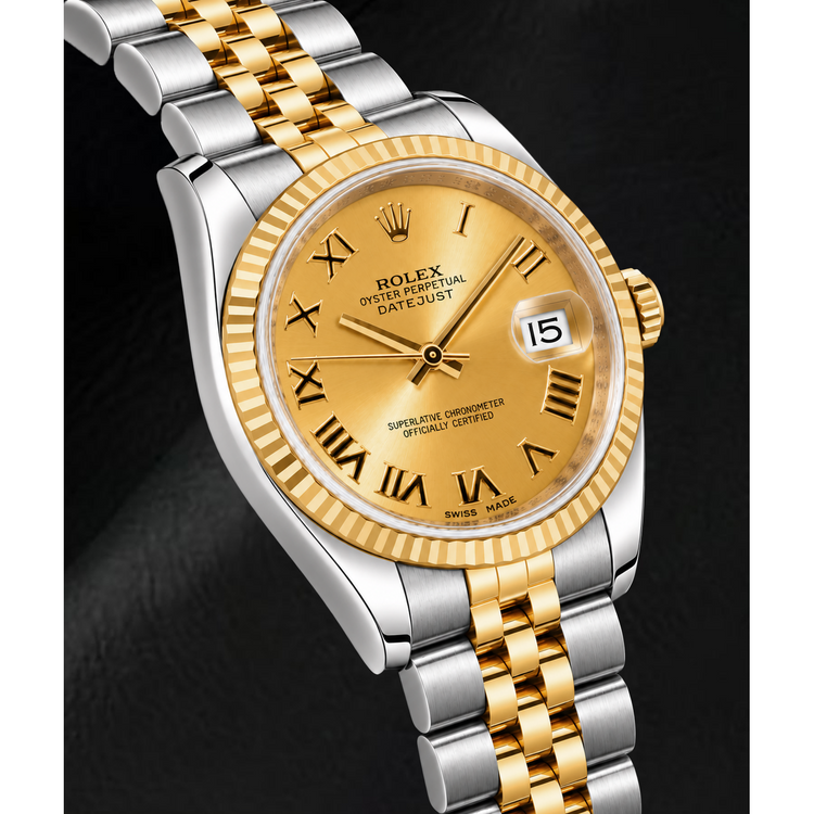 Montre Rolex Datejust 178273 31 mm Bicolore Cadran Champagne Chiffres Romains