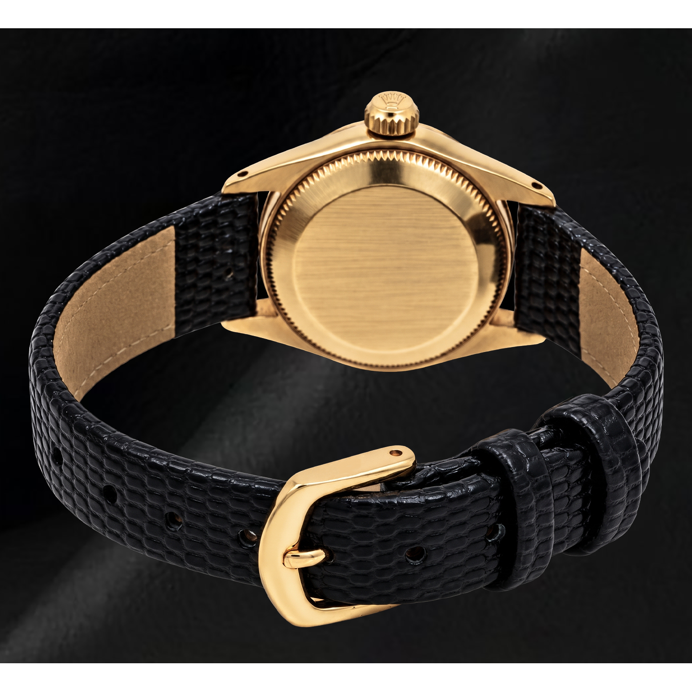 Montre Rolex Datejust 26 mm 6517 Cadran Champagne Or Jaune et Bracelet en Cuir Noir