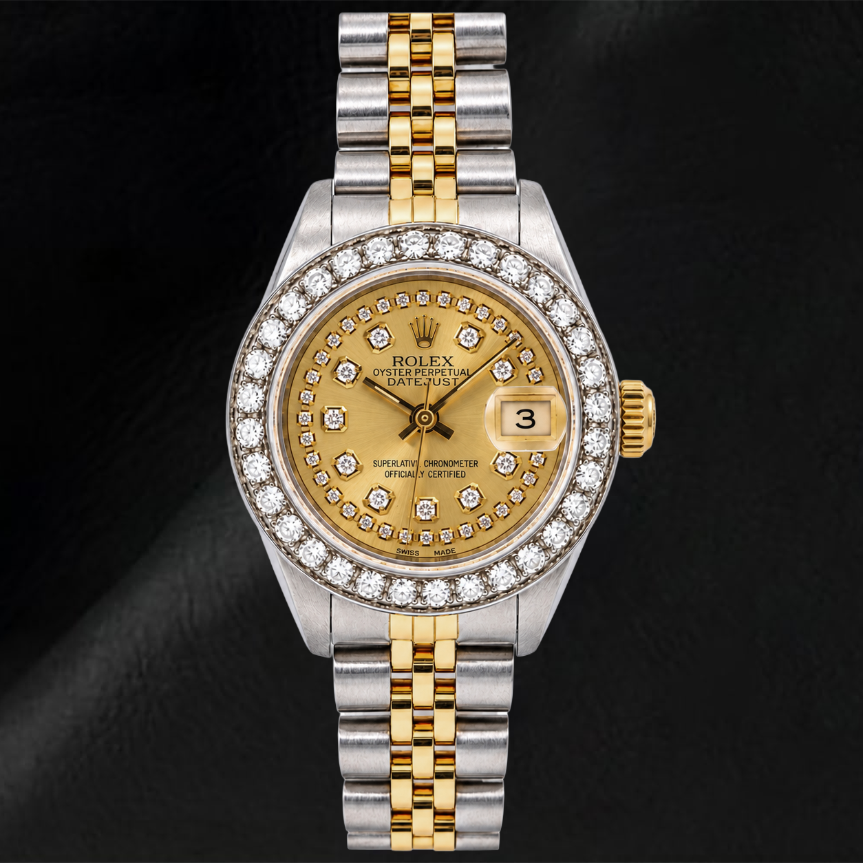 Montre Rolex Datejust 26 mm 6917 Bicolore Cadran Diamants Champagne à Liseré Bracelet Jubilé