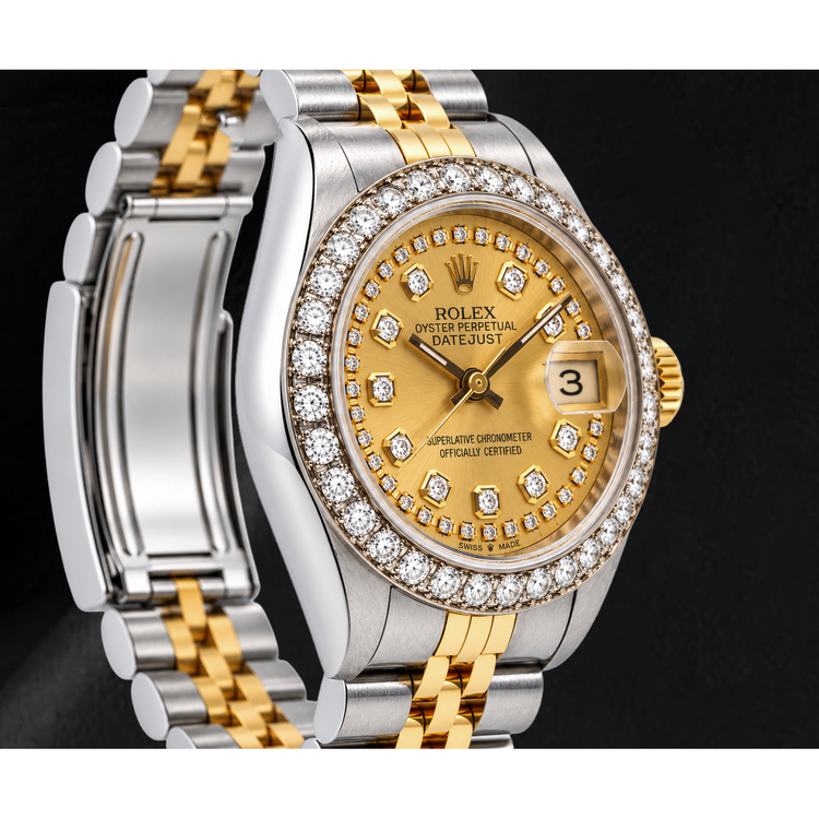 Montre Rolex Datejust 26 mm 6917 Bicolore Cadran Diamants Champagne à Liseré Bracelet Jubilé