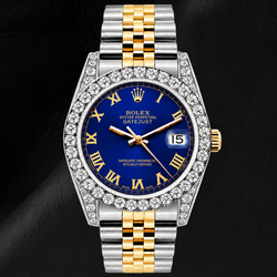 Montre Rolex Datejust 26 mm 69173 Cadran Bleu Chiffres Romains Bicolore Bracelet Jubilé