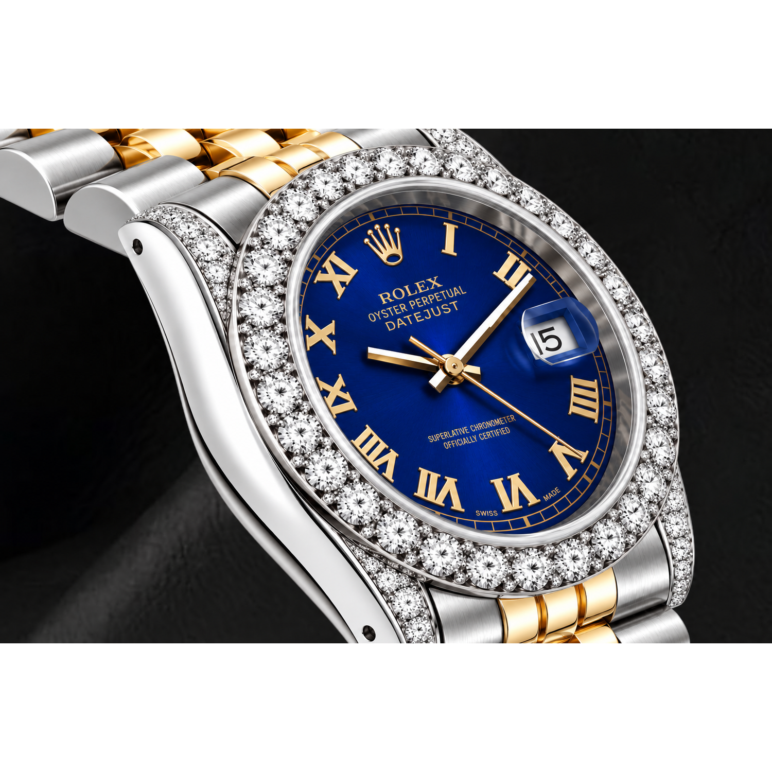 Montre Rolex Datejust 26 mm 69173 Cadran Bleu Chiffres Romains Bicolore Bracelet Jubilé