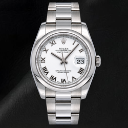 Montre Rolex Datejust 36 mm 116200 Cadran Blanc à Chiffres Romains Lunette Lisse
