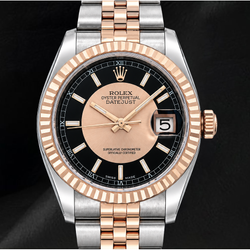 Montre Rolex Datejust 36 mm 116231 Cadran Noir en Or Rose et Acier Inoxydable
