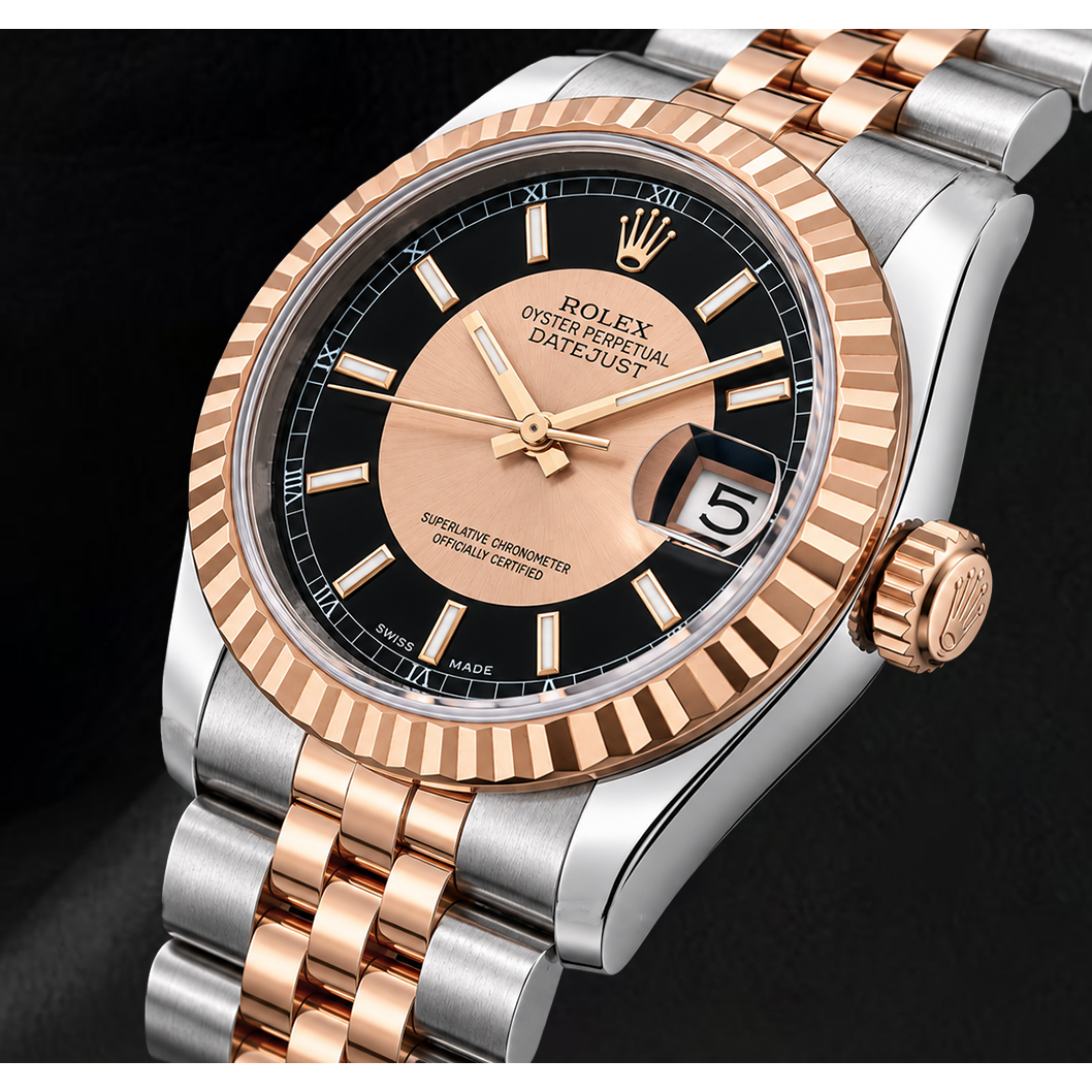 Montre Rolex Datejust 36 mm 116231 Cadran Noir en Or Rose et Acier Inoxydable