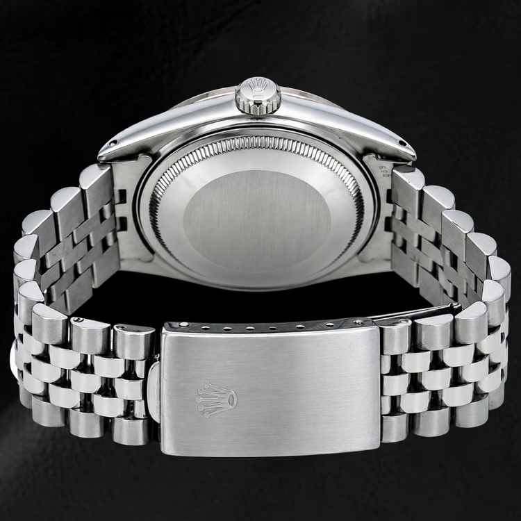 Montre Rolex Datejust 36 mm 1601 en Acier Inoxydable Cadran Diamants Bleu Lunette Diamants