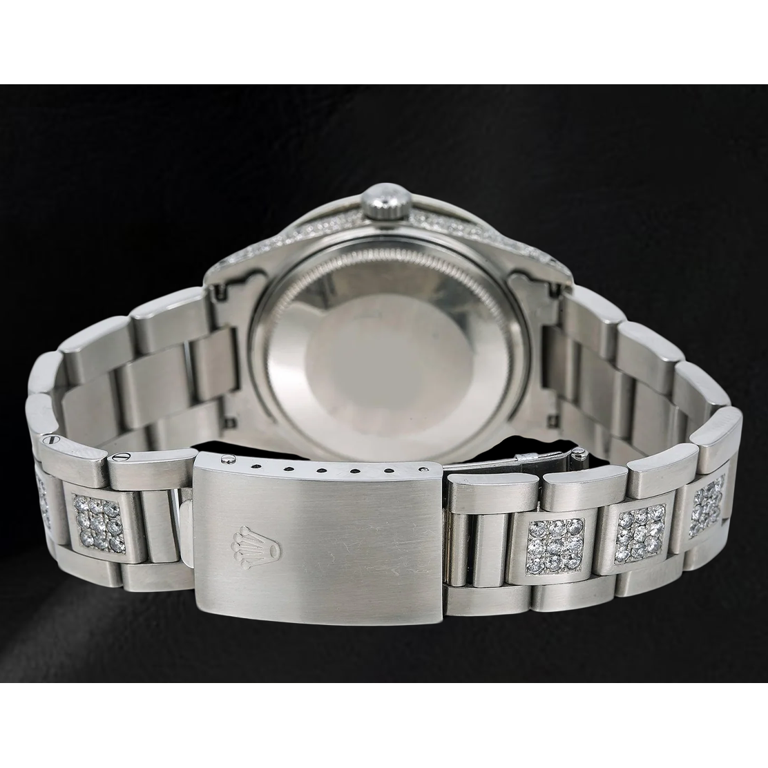 Montre Rolex Datejust 36 mm 1601 en Acier Inoxydable Cadran Diamants en Nacre Bleue Chiffres Romains