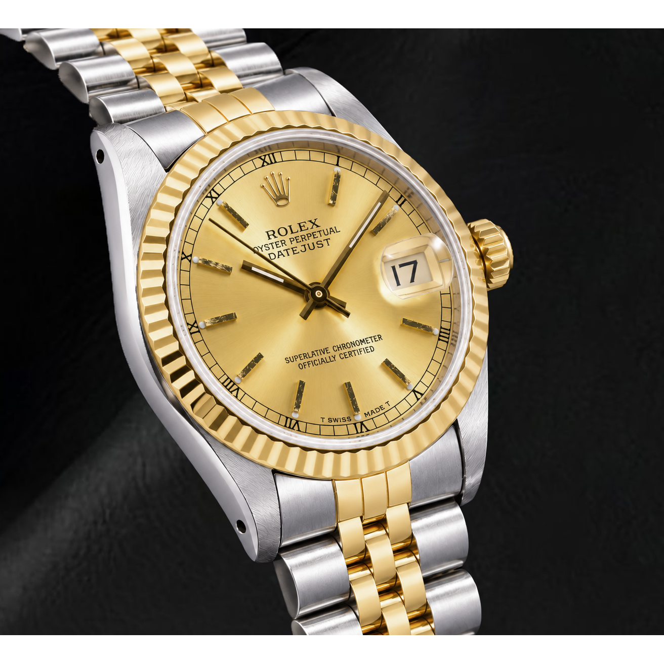 Montre Rolex Datejust 68273 31 mm Bicolore Cadran Champagne à Index Bâtons