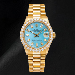 Montre Rolex Datejust 68278 31 mm Or Jaune Cadran Diamants Nacre Bleue