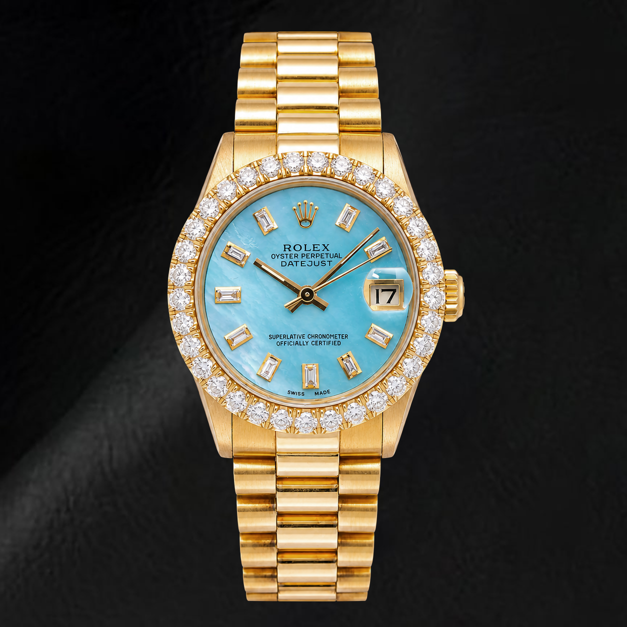 Montre Rolex Datejust 68278 31 mm Or Jaune Cadran Diamants Nacre Bleue